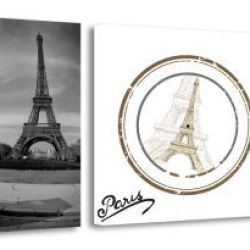 3 dielne obrazové hodiny, Eiffelova veža, 35x105cm
