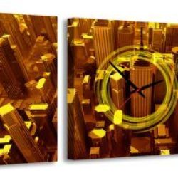 3 dielne obrazové hodiny, Gold City, 35x105cm