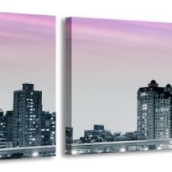 3 dielne obrazové hodiny, New York, 35x105cm