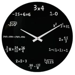 Nástenné hodiny pre matematikov sklenené 35cm