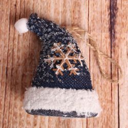 Závesná vianočná čiapka - modrá (v. 9,5cm)