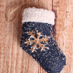 Závesná vianočná ponožka - modrá (v. 10cm)