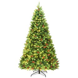 ABC Umelý Vianočný stromček so šiškami a jarabinami, 213 cm