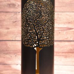 Plechový svietnik - čierno-zlatý - vzor STROM (40x14x14 cm)