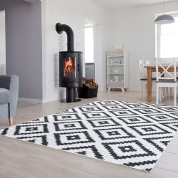 Moderný koberec HOME art - Diamond bielo tmavo sivý
