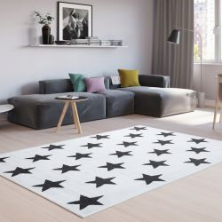 Moderný koberec HOME art biely s hviezdami