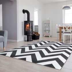Moderný koberec HOME art tmavo sivý Cik cak vzor