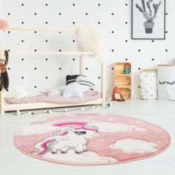 Okrúhly detský koberec BEAUTY ružový jednorožec