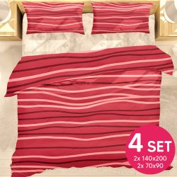 Bavlnené obliečky AKACIA RED 140x200cm - 140 x 200 cm - 2x vankúš 2x prikrývka