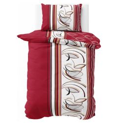 Bavlnené obliečky PALOMA RED 140x200cm - 140 x 200 cm - 1x vankúš 1x prikrývka