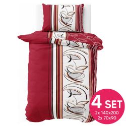 Bavlnené obliečky PALOMA RED 140x200cm - 140 x 200 cm - 2x vankúš 2x prikrývka