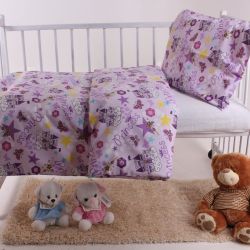 Detská posteľná súprava 'PRINCESS' - fialová (130x90 cm, 45x65 cm)