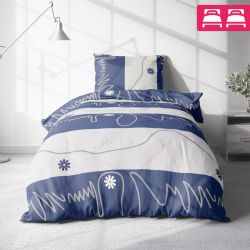 KREPOVÉ bavlnené obliečky AVA BLUE sada na dve postele 140x200cm - 140 x 200 cm - 2x vankúš 2x prikrývka
