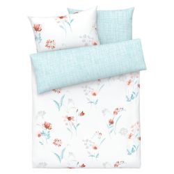 Livarno Home Džersejová posteľná bielizeň, 200 x 220 cm (kvety/biela)