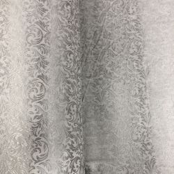 Dekoračná bavlnená saténová látka (š. 160cm) s potlačným vzorom- strieborná