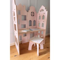 MY MINI HOME Zástena stolík 2 v 1, ružová/breza
