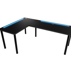 Expedo Počítačový rohový stôl LOOK N s LED, 200/135x73-76x65, čierna, ľavý