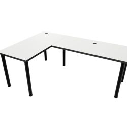 Expedo Počítačový rohový stôl LOOK N, 200/135x73-76x65, biela/čierne nohy, ľavý