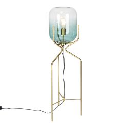 Design vloerlamp goud met groen glas - Bliss