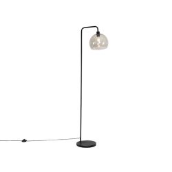 Moderná stojaca lampa čierna s dymovým sklom - Malý