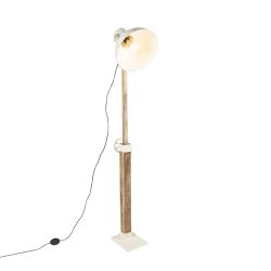 Priemyselná stojaca lampa biela s mangovým drevom - Mango