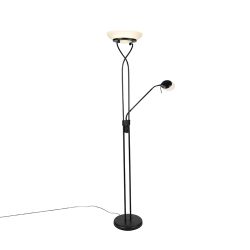 Stojacia lampa čierna vrátane LED a stmievača s lampou na čítanie - Empoli