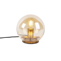 Art Deco stolná lampa mosadz s jantárovým sklom 20 cm - Pallot