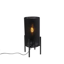 Dizajnová stolná lampa čierne ľanové tienidlo čierna - Rich