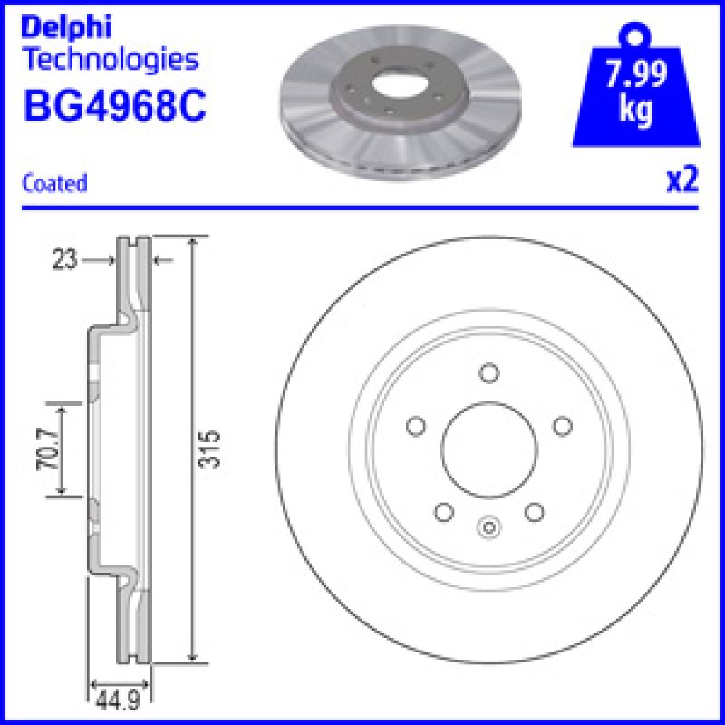 DELPHI Brzdový kotúč BG4968C