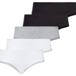 ESMARA® Dámske bedrové nohavičky XXL, 5 kusov (3XL (56/58), čierna/sivá/biela)