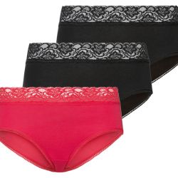 ESMARA® Dámske nohavičky s vysokým pásom, 3 kusy (L (44/46), čierna/ružová)