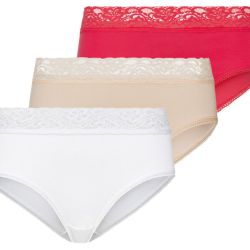 ESMARA® Dámske nohavičky s vysokým pásom, 3 kusy (L (44/46), ružová/telová/biela)