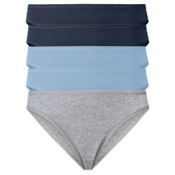 ESMARA® Dámske nohavičky, 5 kusov (M (40/42), sivá/námornícka modrá/modrá)