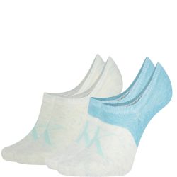 CALVIN KLEIN - 2PACK CK jeans logo aqua neviditeľné ponožky