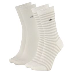 CALVIN KLEIN - 2PACK white stripes ponožky z organickej bavlny