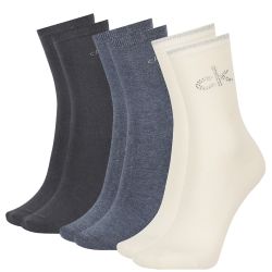 CALVIN KLEIN - 3PACK crystal logo blue combo ponožky v darčekovom balení