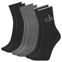 CALVIN KLEIN - 3PACK crystal logo dark grey combo ponožky v darčekovom balení