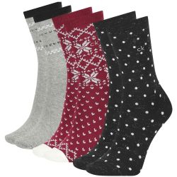 CALVIN KLEIN - 3PACK fair isle burgundy combo ponožky v darčekovom balení