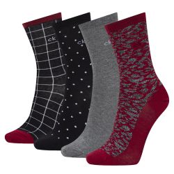 CALVIN KLEIN - 4PACK donna burgundy combo ponožky