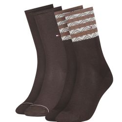 TOMMY HILFIGER - 2PACK folk stripe brown dámske ponožky