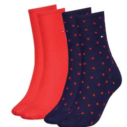 TOMMY HILFIGER - 2PACK red & navy dots ponožky