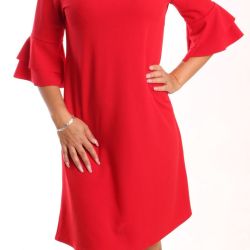 Dámske kokteilové šaty s volánikmi - červené