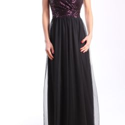 Dámske spoločenské šaty dlhé (č. 38406) - fialovo-čierne D3