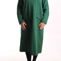 Dámske úpletové šaty s vreckami - zelené