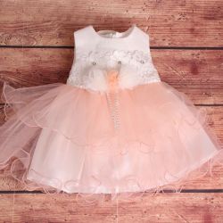 Detské spoločenské šaty s ružami-bledo ružové