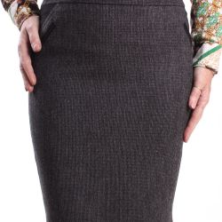 Dámska elastická sukňa s opaskom (1190) SAFFET - čierno-sivá