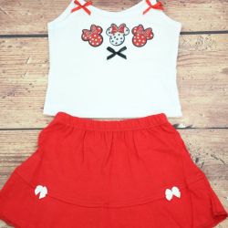 Dievčenská súprava (top+sukňa) MINNIE - červeno-biela