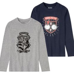 Chlapčenské tričko s dlhým rukávom Harry Potter, 2 kusy (134/140, navy modrá/sivá)