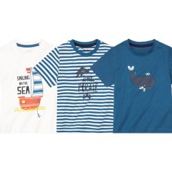 LUPILU® Chlapčenské tričko, 3 kusy (110/116, biela/modrá)