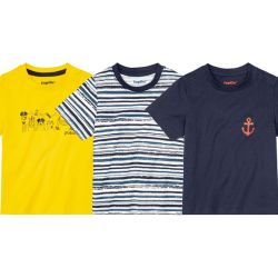 LUPILU® Chlapčenské tričko, 3 kusy (110/116, žltá/modrá)